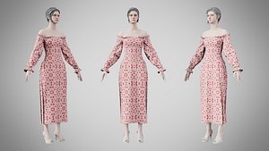 3D Dress 13 Crimson Bloom Lattice