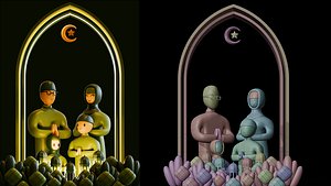 3D Islamic Eid Family