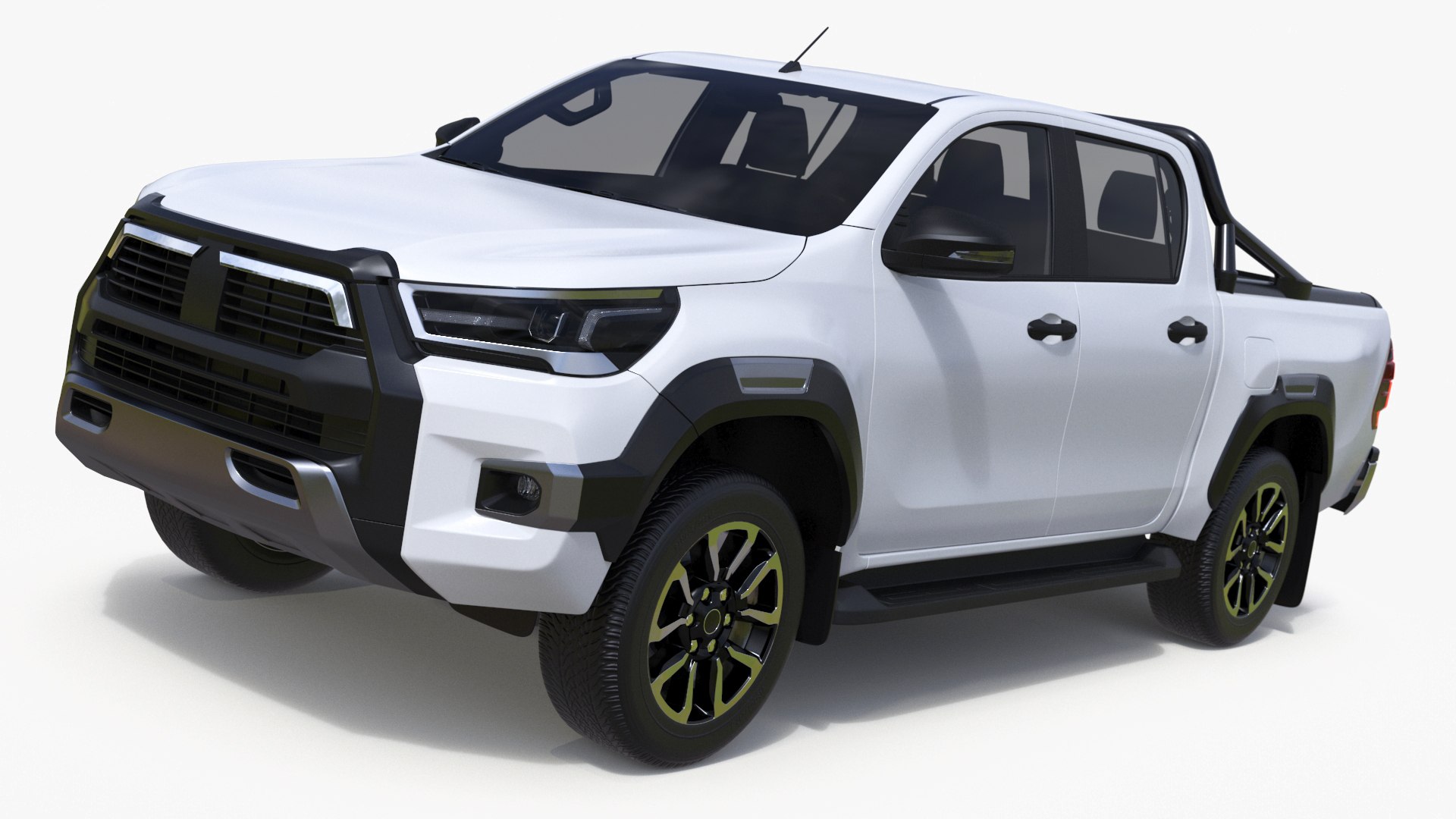 Pickup Truck Simplified White 3D model preview