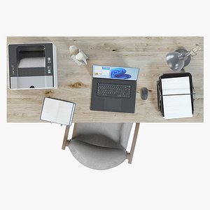 3D Wooden Office Workplace