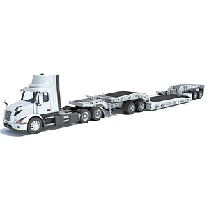 Semi Truck with Lowboy Trailer model