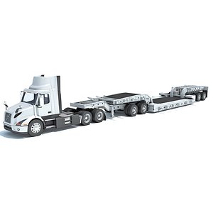 Semi Truck with Lowboy Trailer