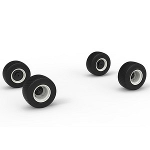 Wheel Set of Vintage Dirt late model Race car Version 3 Scale 1 to 25 3D model