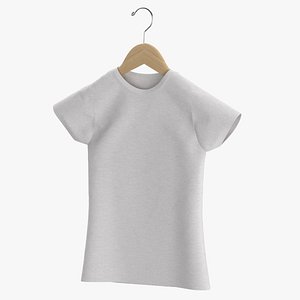 T Shirt Hanging Female Crew Neck White Blank and Banded Heather model