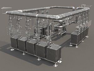 3D industrial boiler room model