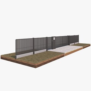3D model Sliding Gate With Vertical Panels
