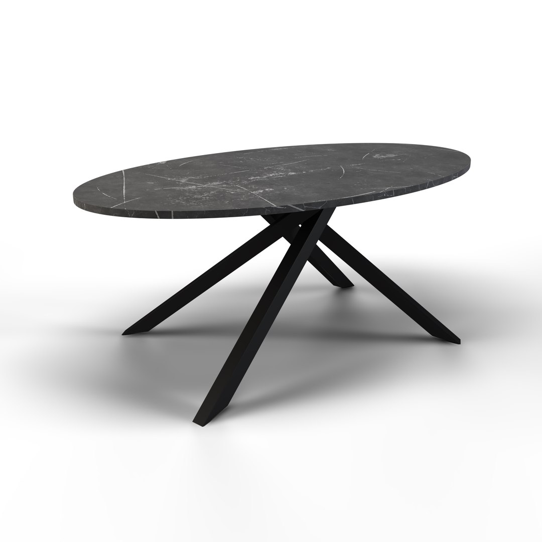 3D Marble Top Oval Dining Table Model - TurboSquid 2291453
