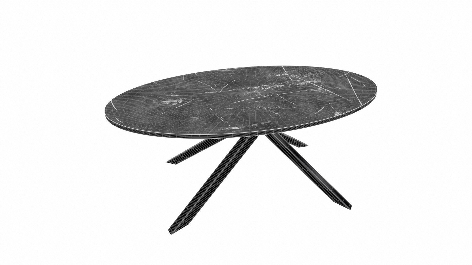 3D Marble Top Oval Dining Table Model - TurboSquid 2291453