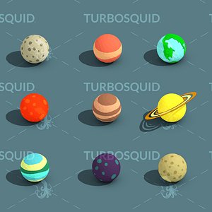 Low Poly Solar System Planets Isometric Low-poly