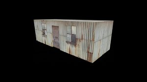 3D rusty metal shack house model