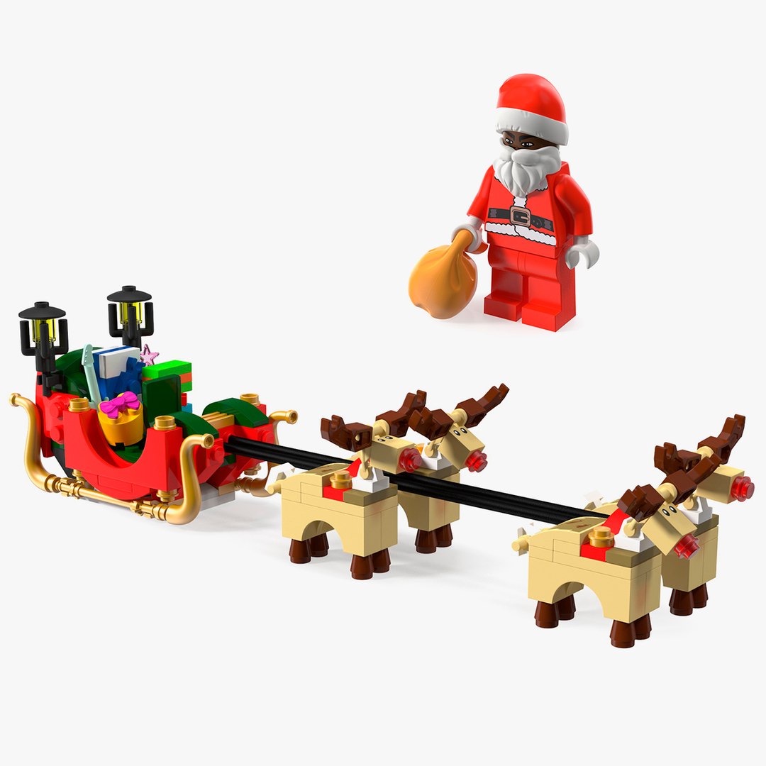 Lego Santa with Santa Sleigh and Reindeers Collection 2 model - TurboSquid