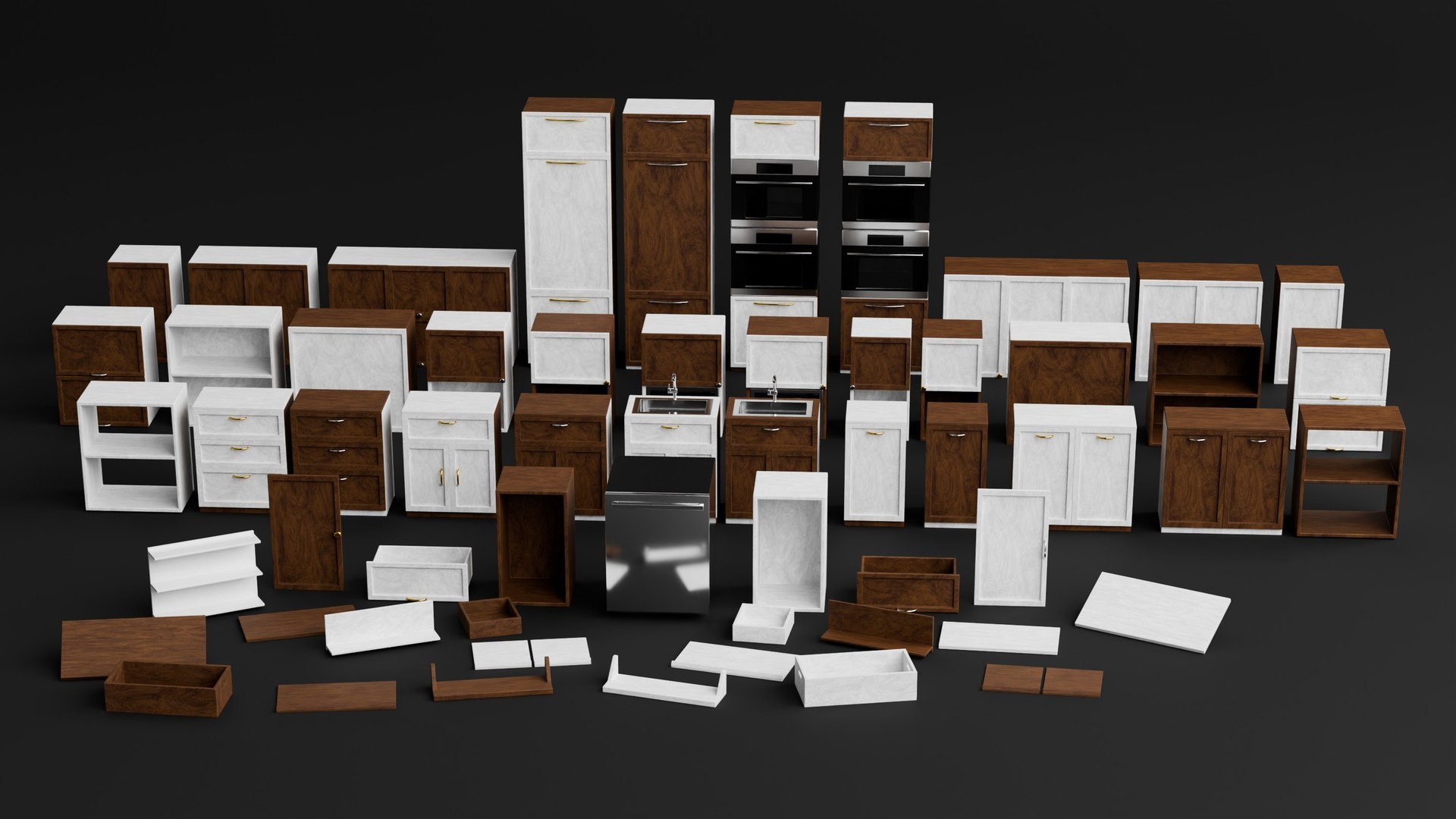 3D Modular Kitchen Cabinet Pack - TurboSquid 2553945