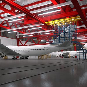Aircraft Maintenance Hangar Scene