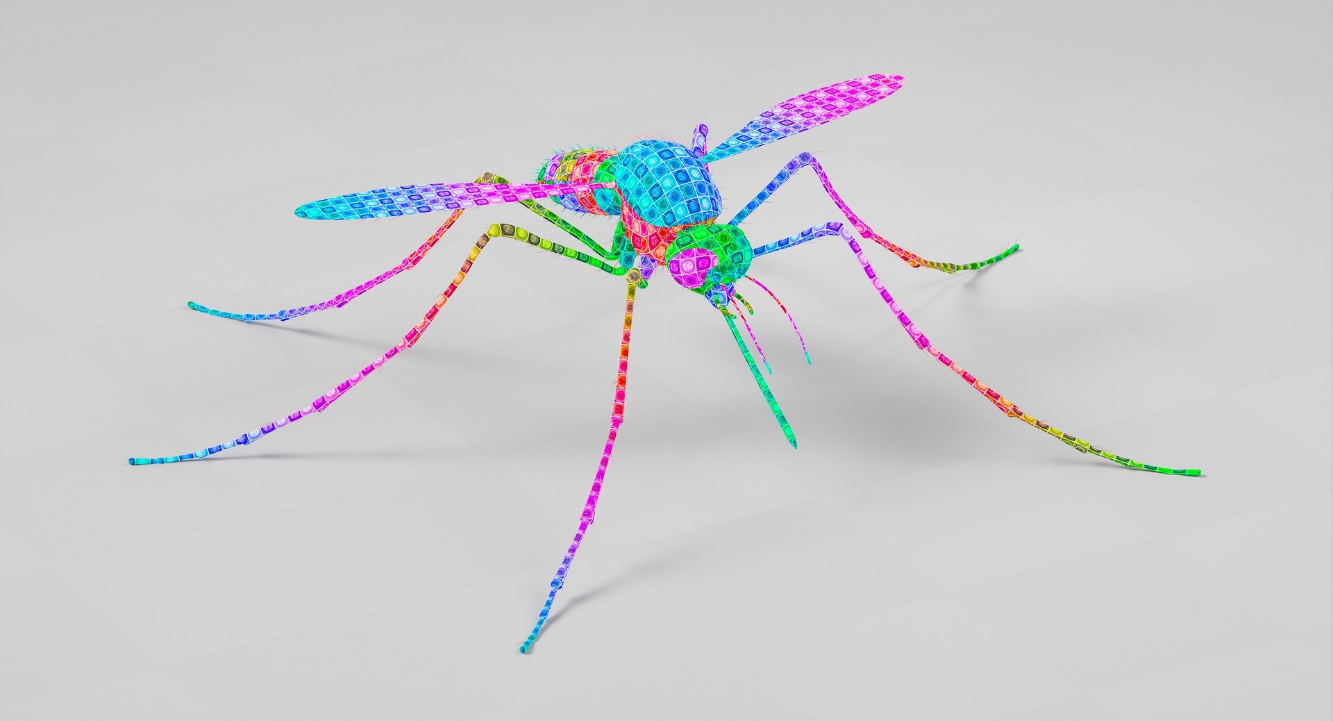 Mosquito 3D model https://p.turbosquid.com/ts-thumb/sF/QfnvDR/Wx/z00464_mosquito_surface_v009_05_checker.0000/jpg/1696953858/1920x1080/fit_q87/9198526d8689cd3fcabbc7b20df601640af4e21b/z00464_mosquito_surface_v009_05_checker.0000.jpg