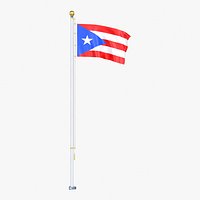 USA States puerto rico Flag Stand Pole Animated