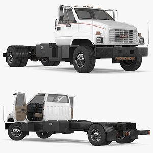 3D Chevrolet Kodiak C6500 Commercial Cab Chassis White Rigged for Maya model