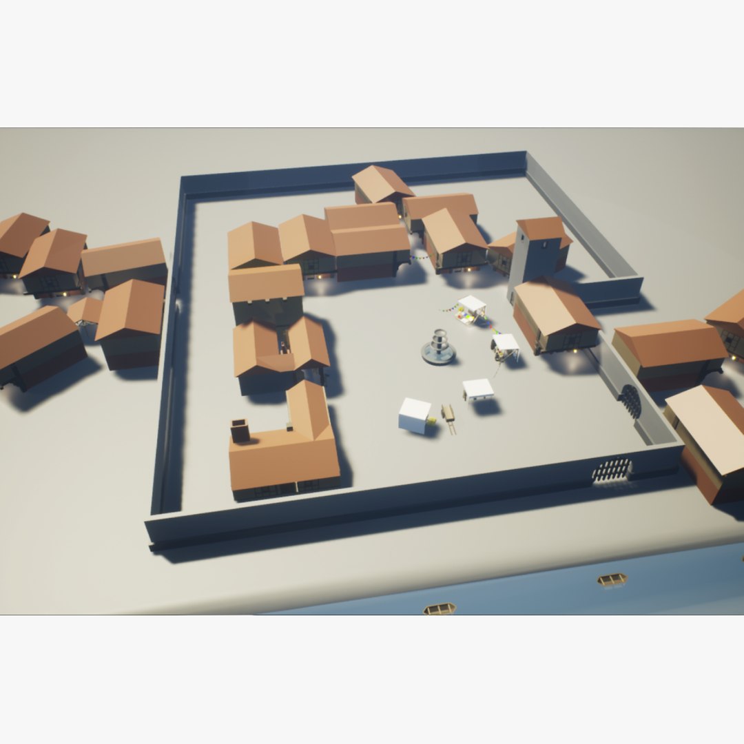 3D Model Low Poly Medieval Village - TurboSquid 2243733