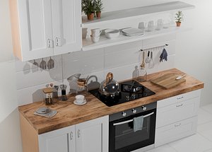 Kitchen scene with furniture