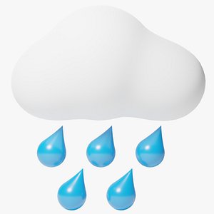Cartoon Rain and Cloud Icon