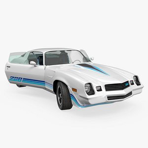 Chevrolet Camaro Z28 Retro Sports Car White Rigged for Maya model