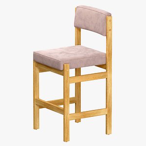 Espasso Tiao Wooden Bar Stool 3D model