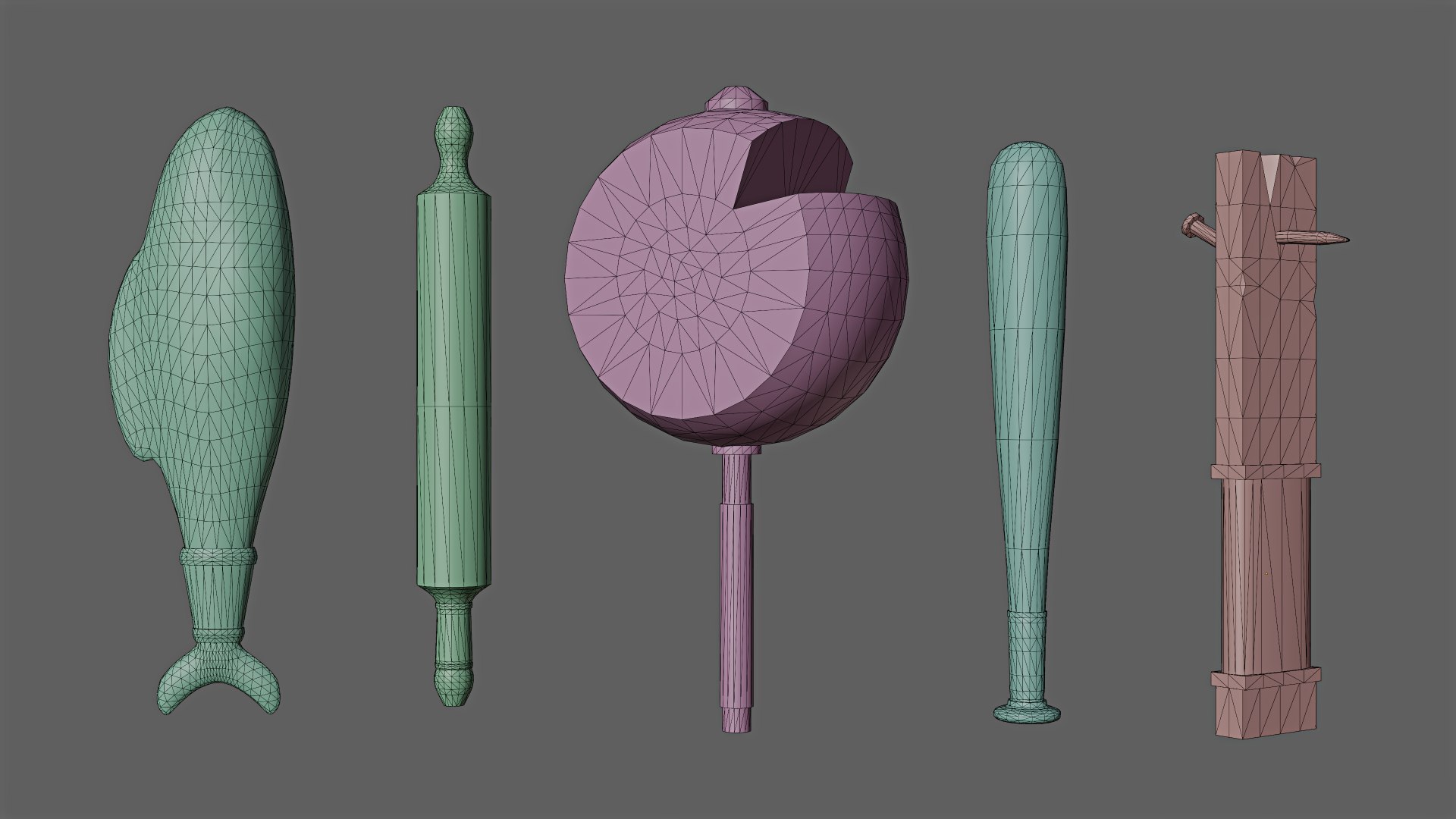 Ridiculous Weapons Game Asset Pack 3D model https://p.turbosquid.com/ts-thumb/sF/urZQBS/Lp/wireframeimage_2/jpg/1706305547/1920x1080/fit_q87/3965f22a3d16457ceb6cb46f910992ef3135af01/wireframeimage_2.jpg