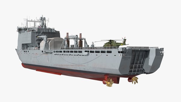 modelo 3d Buque de desembarco RFA Cardigan Bay con helicóptero AW 101 ...