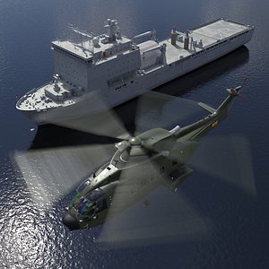 RFA Cardigan Bay Landing Ship with AW 101 Merlin Helicopter