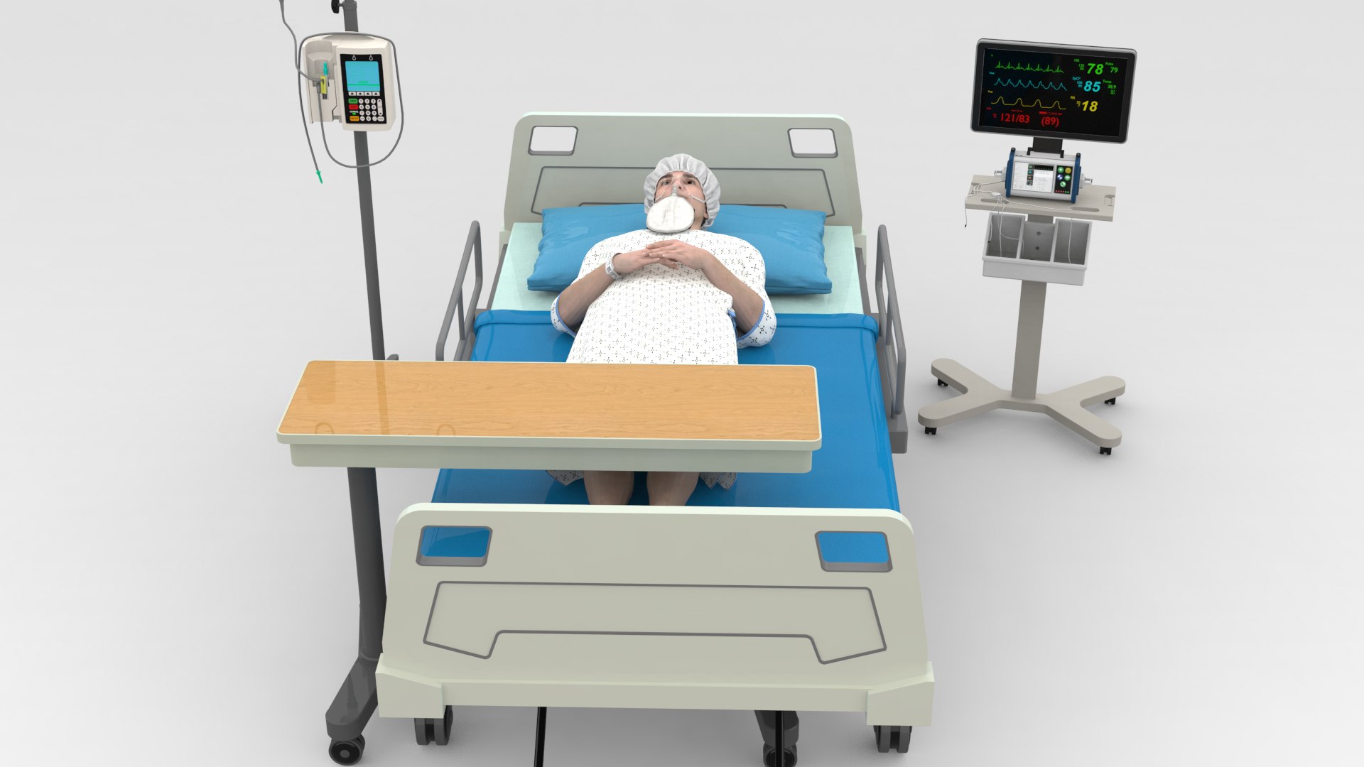 3D Patient in Bed - White Gown https://p.turbosquid.com/ts-thumb/sG/IUwPzr/gI/004/png/1636468519/1920x1080/fit_q87/754ba16da803377acb0ec9e0e808db2f73a31700/004.jpg