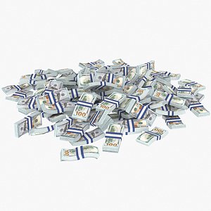 100 Dollar Bill Stack Pile 2 3D model