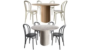 Baycheer round table and black dining chair 3D