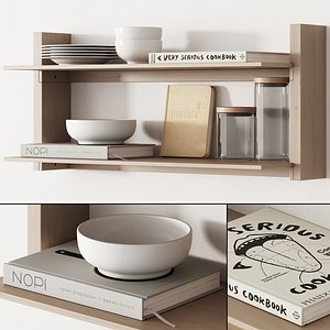 3D 162 kitchen decor set accessories 05 dishes and books 01 model