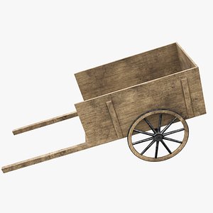 3D Wooden Cart 02 PBR low-poly 3D model