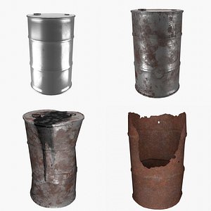 3D White Oil Barrels Collection