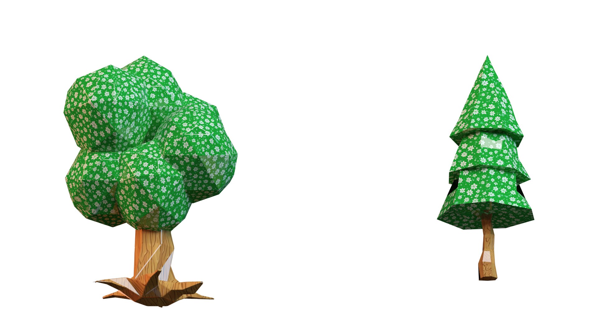 3D 18 Low Poly Tree Models With Textures - Compatible With All Major 3D ...