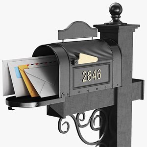 3D Black Mailbox With Envelopes