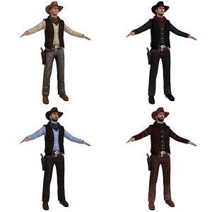 pack cowboy hat 3d obj