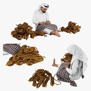 3D model Arab Man Making Rope