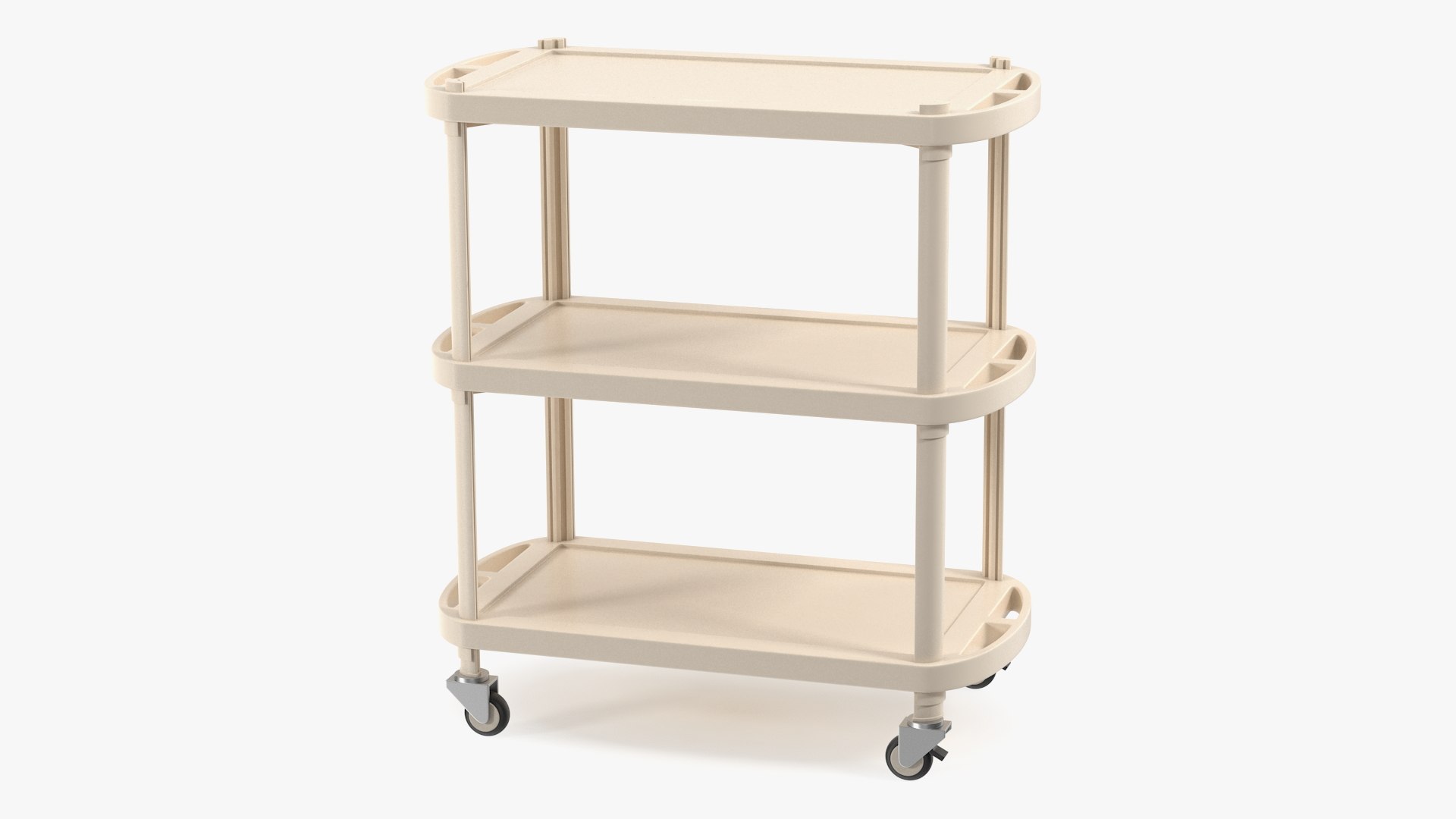 Hospital Rolling Cart Beige 3D model preview