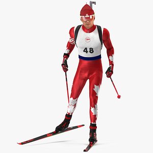 Biathlete Fully Equipped Canada Team Rigged for Modo