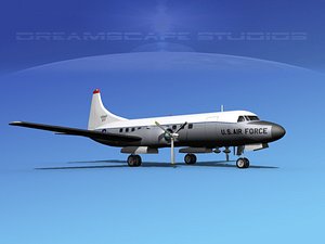 3d propellers convair c-131 military transport model