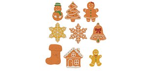 3D gingerbread cookie set
