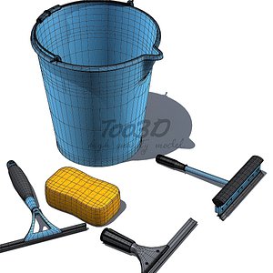 3d bucket squeegee sponge model