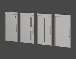 3D Low-Poly Hanging Sliding Steel Door