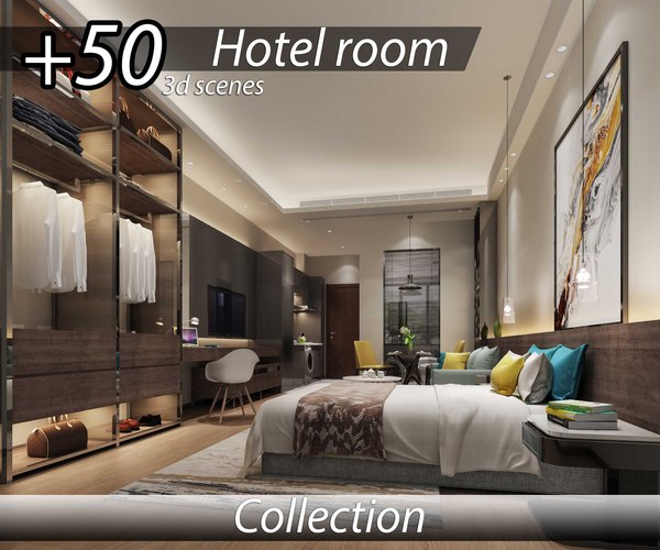 3D Modern hotel room interior 3d scene