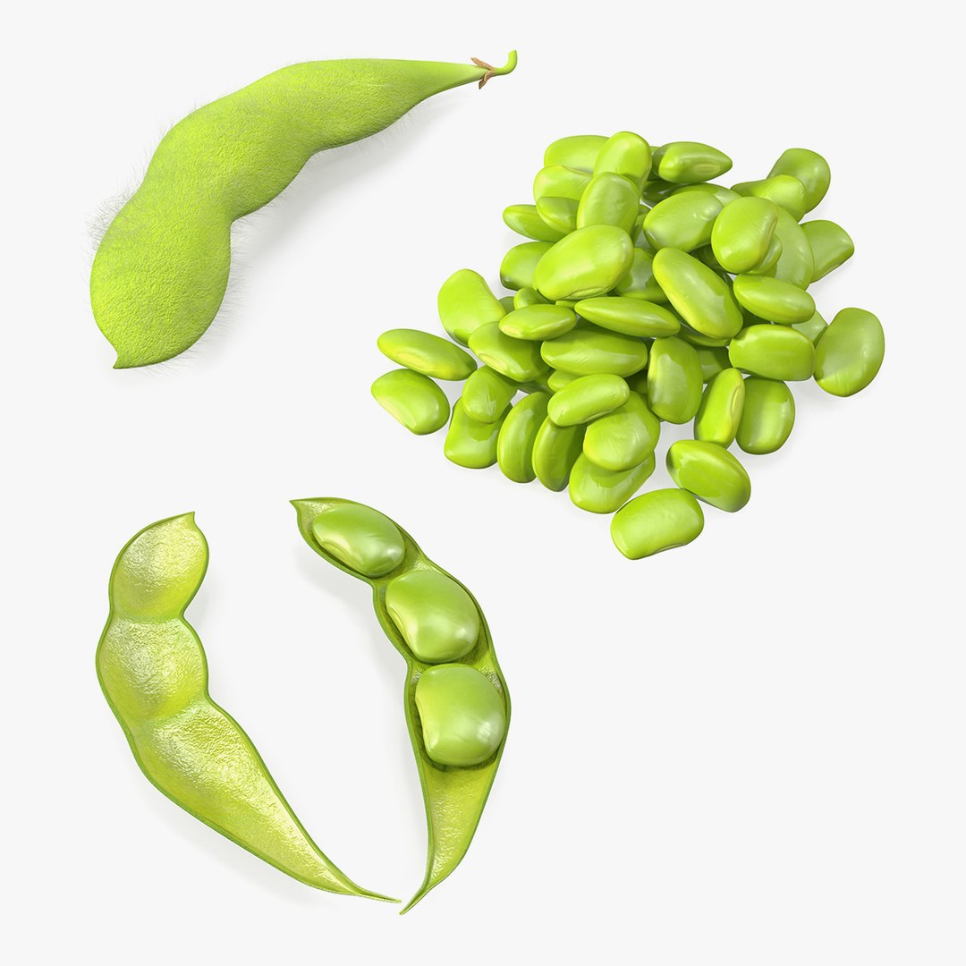 Green Soybean Pods Collection 3D model preview