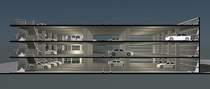 Parking garage building in section cut 25-15 3D model