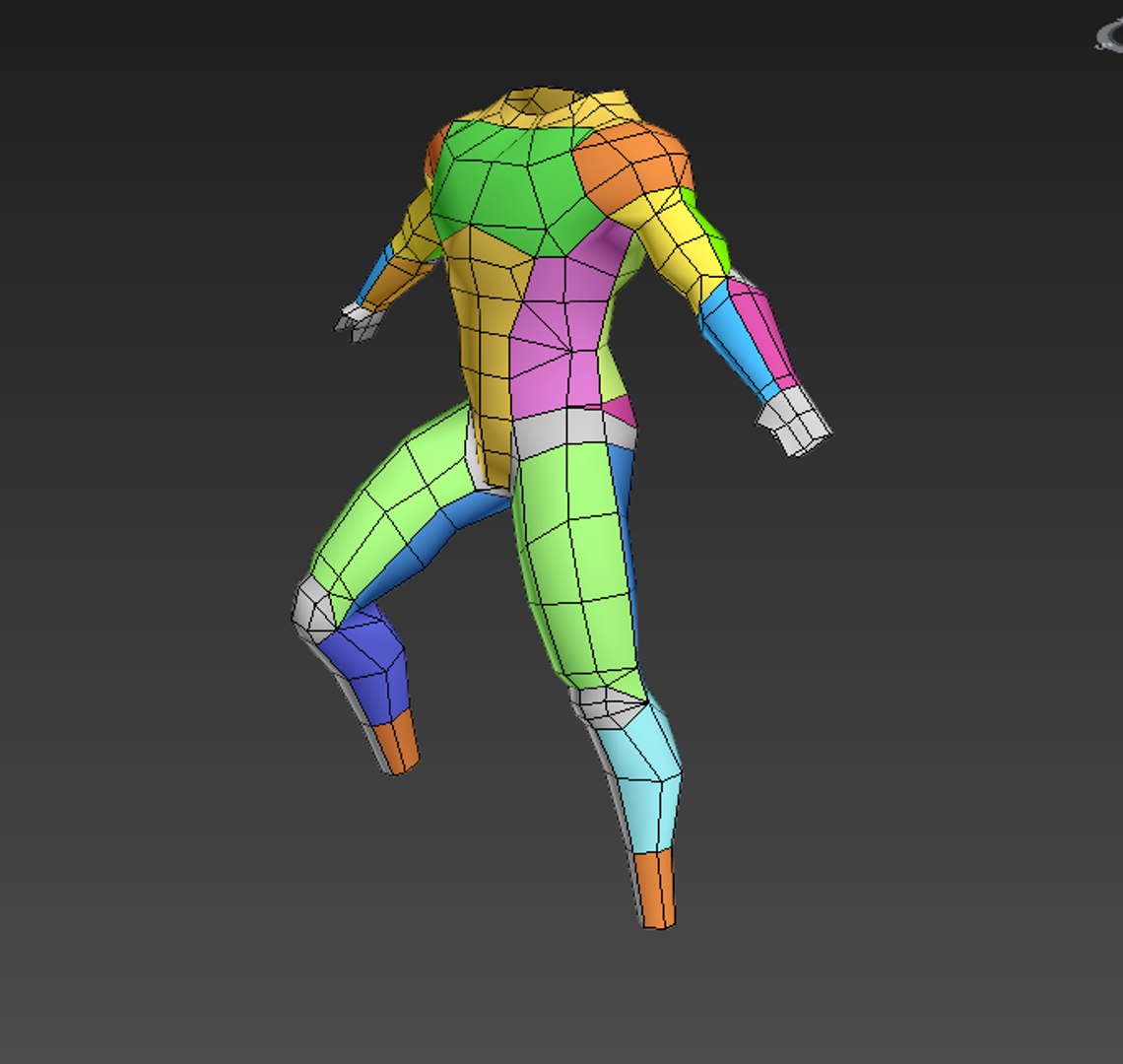 3d Model Topology Man Rigged Skinned