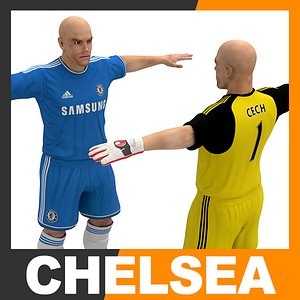 3d football player - chelsea model