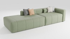 Sofa in green tones in Italian minimalist style 3D model
